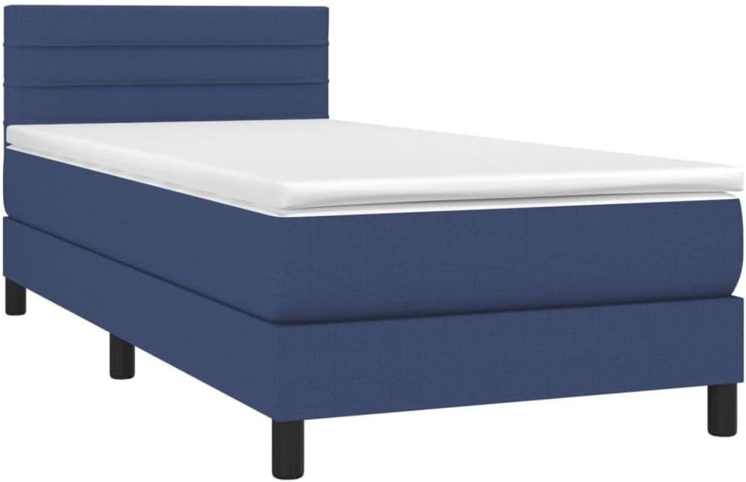 vidaXL Boxspringbett mit Matratze & LED Blau 90x200 cm Stoff 3133211 Bild 1