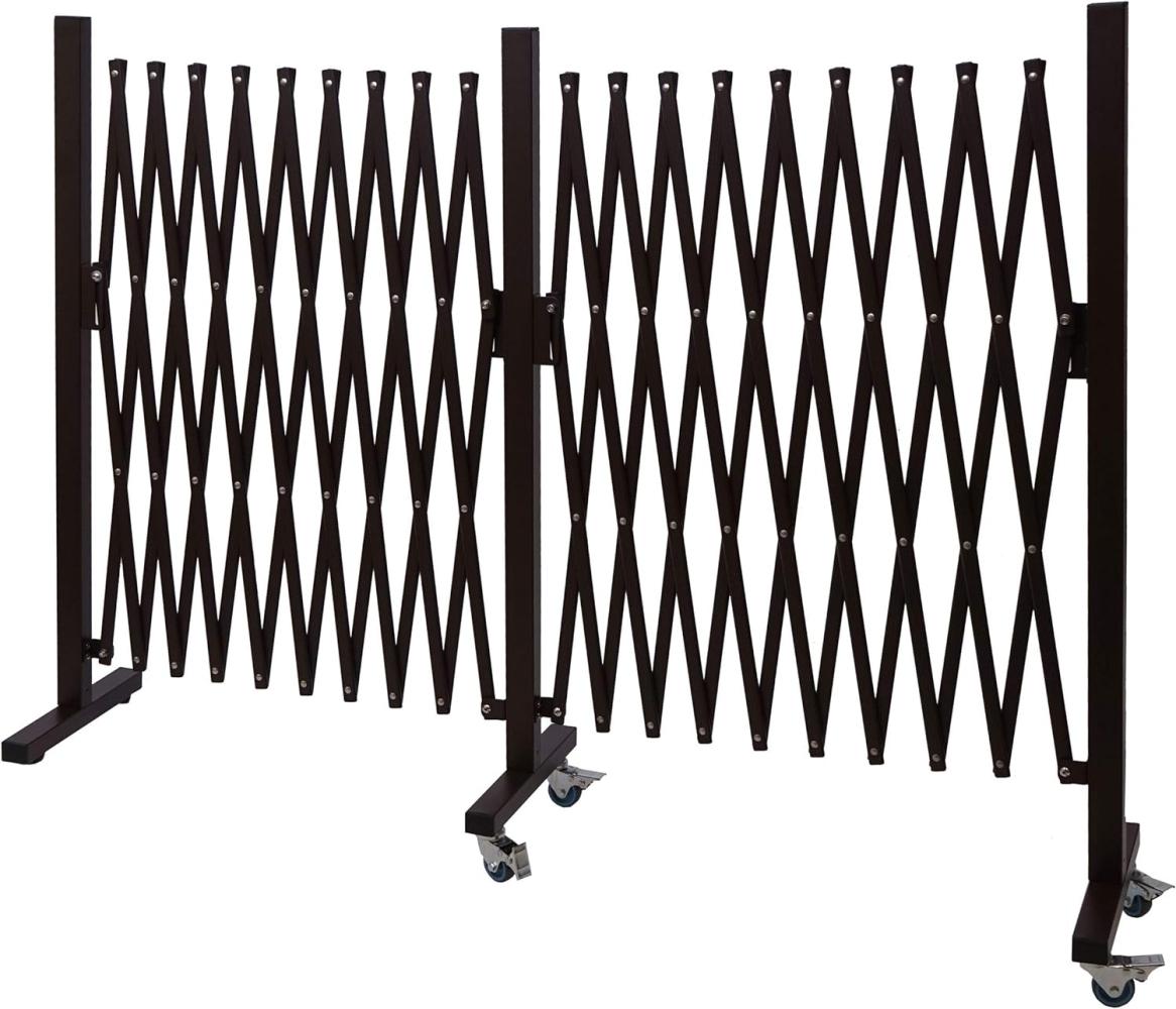 Mendler Absperrgitter HWC-B34, Zaun Scherengitter Trenngitter, Alu ausziehbar Laufrollen braun ~ Höhe 109cm, Breite 60-530cm Bild 1