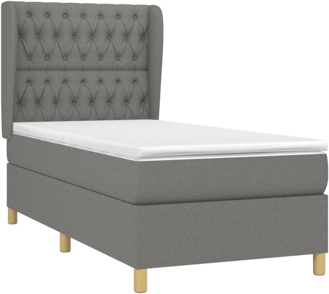 vidaXL Boxspringbett mit Matratze Dunkelgrau 100x200 cm Stoff 3128742 Bild 1