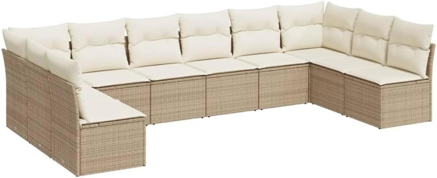 10-tlg. Garten-Sofagarnitur mit Kissen Beige Poly Rattan 3218088 Bild 1