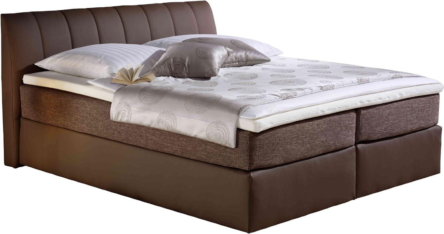 Maintal Boxspringbett Vanilla, 160 x 200 cm, Strukturstoff, 7-Zonen-Kaltschaum Matratze H3, braun Bild 1