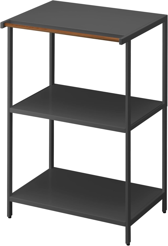 Yamazaki Küchenregal "Tower" Regal 60x90x46cm Standregal mit 3 Ebenen, platzsparend, schwarzes Metallregal, 5 Aufhängehaken, Handtuchstange Bild 1