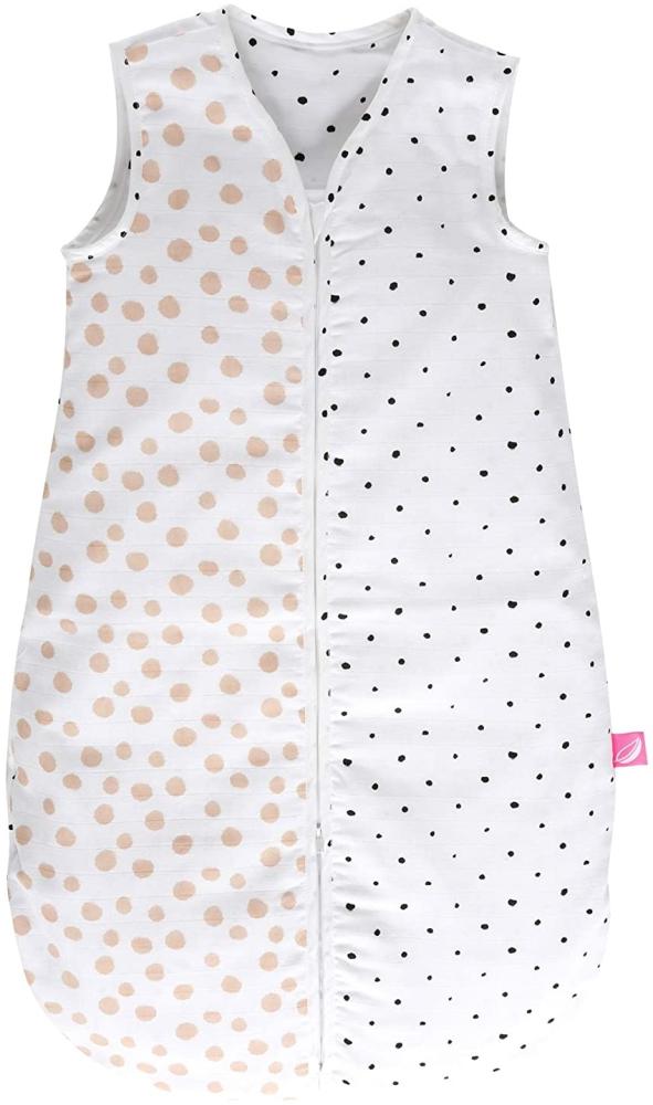 Babyschlafsack Sommer aus Baumwollmusselin von Motherhood - kuscheliger Babyschlafsack Öko Tex Standard, Klasse 1, Größe: 0-6 Monate, Kleckse apricot Bild 1