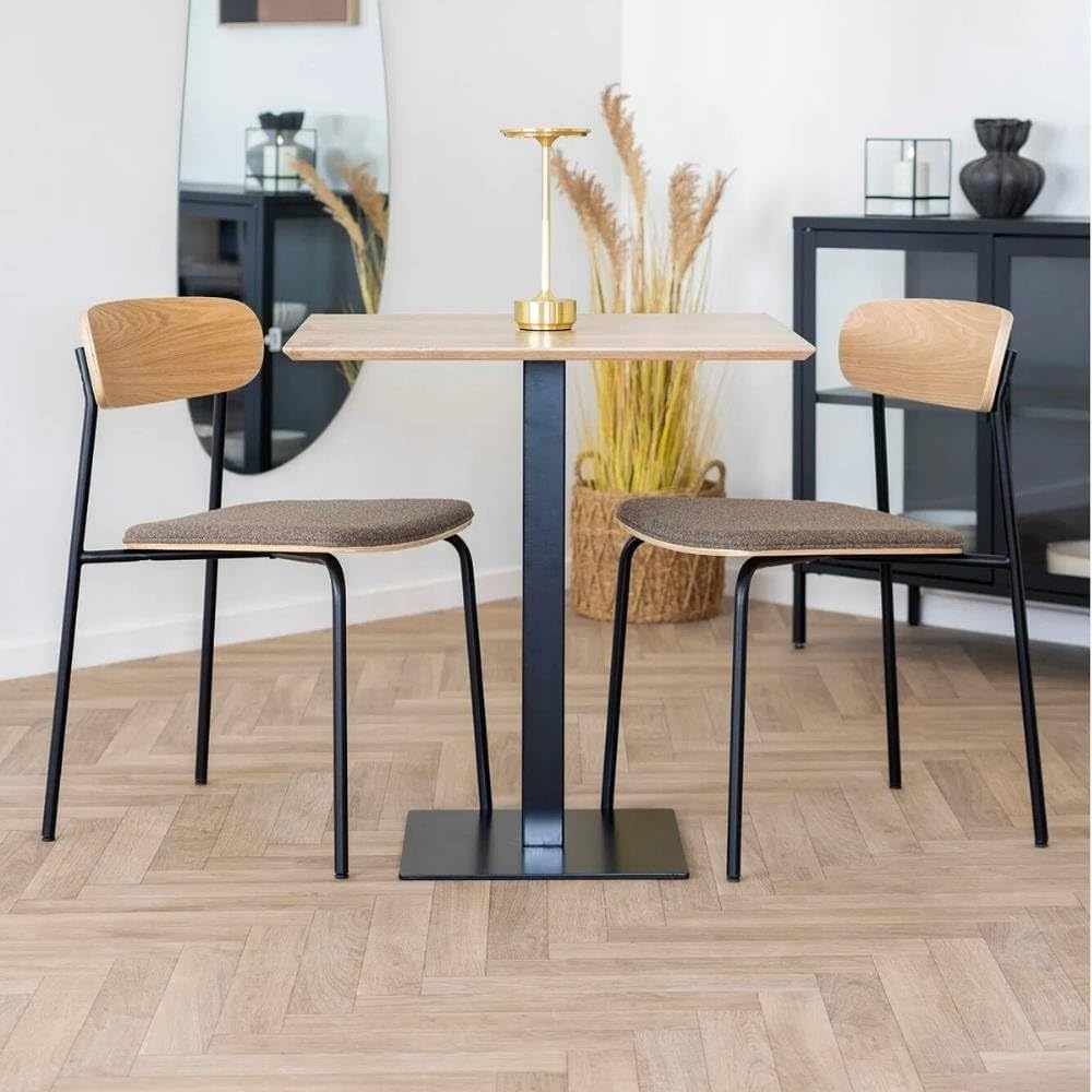 LebensWohnArt Esstisch Moderner Esstisch CAFE 70cm natur Eichelook Metallgestell Bistro Bild 1