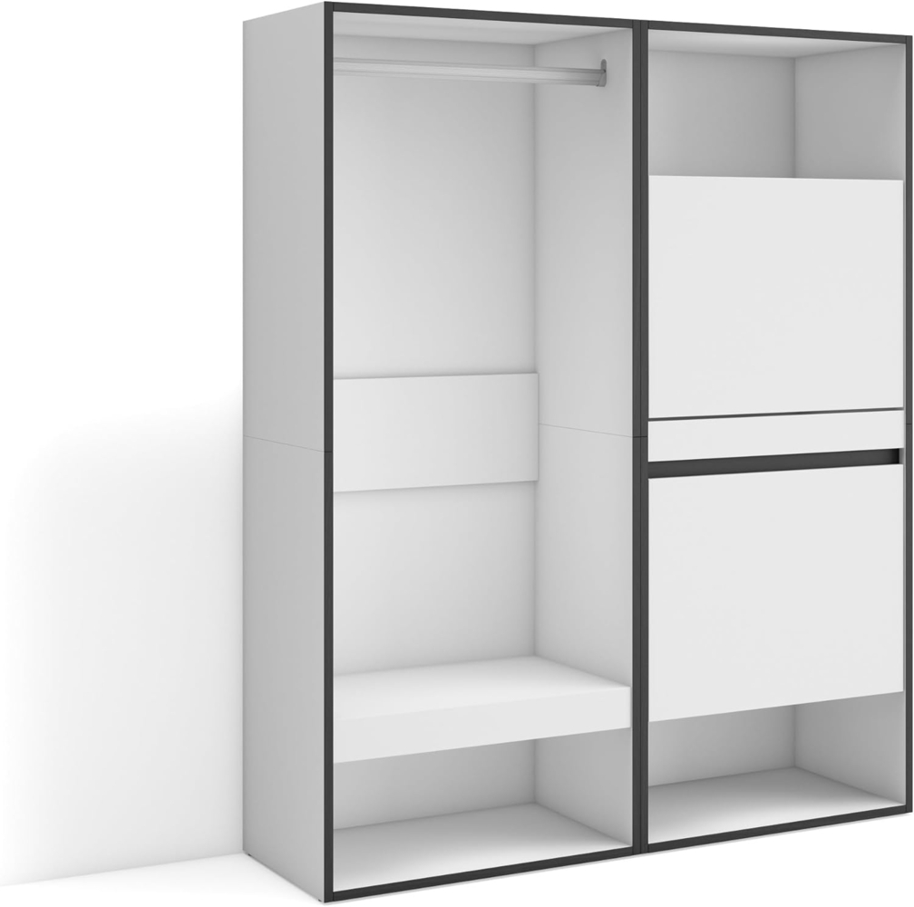 Skraut Home | Offener Kleiderschrank | Kleidung, Schuhe | 120 x 145 x 35 cm | Für Schlafzimmer, Zimmer | Schuhschrank | Moderner Stil | Weiß Bild 1