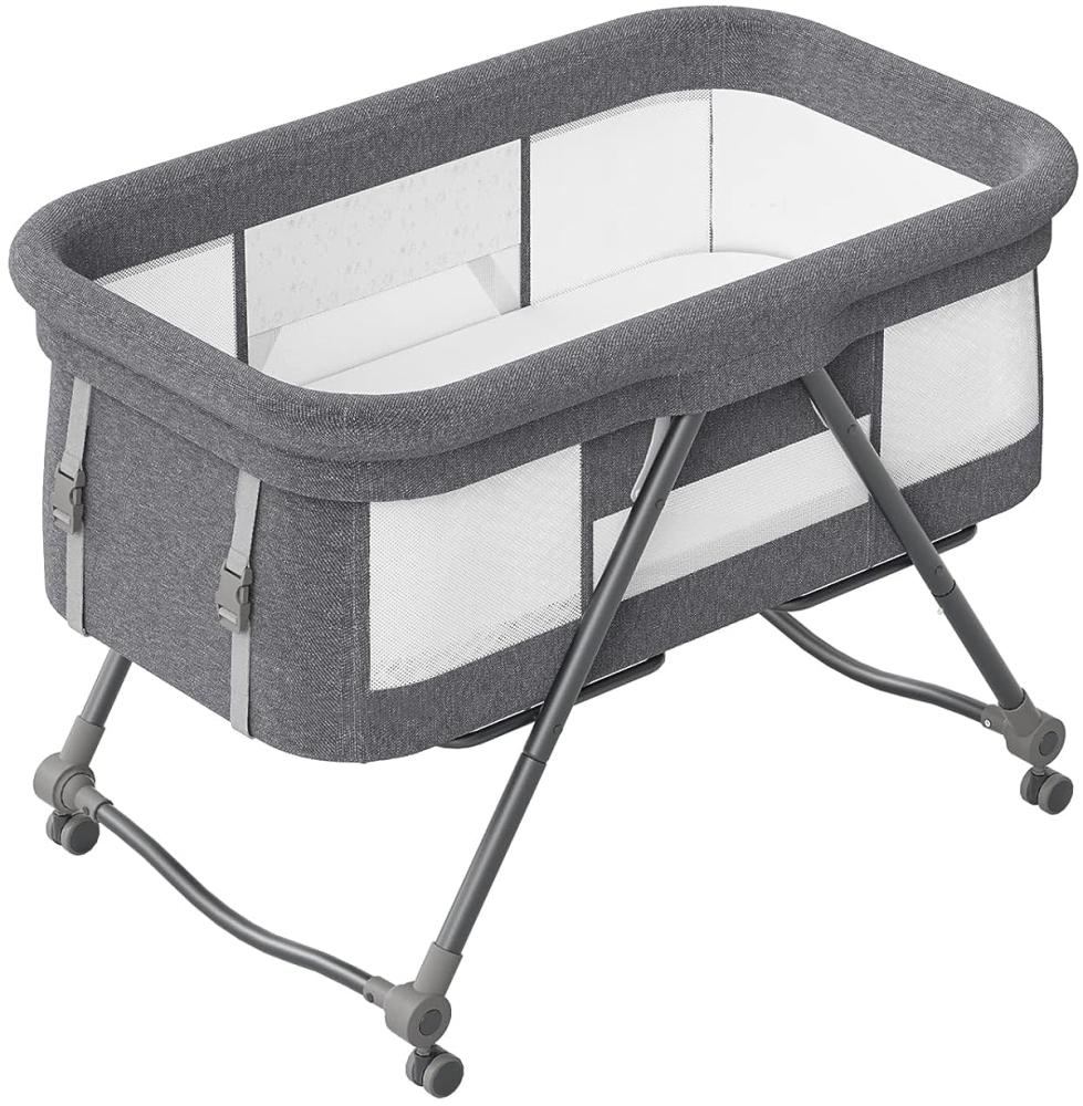 UBRAVOO Faltbares beistellbett Baby, Grab-and-go Baby Bett mit Matratze & Rädern für Neugeborene, Kinderreisebett I Kinderbett I Zustellbett, Bravo Basic, Grau Bild 1