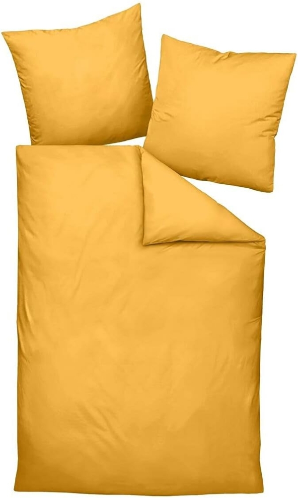 Traumschlaf Uni Mako-Satin Bettwäsche|155x220 cm + 40x80 cm| bernstein Bild 1
