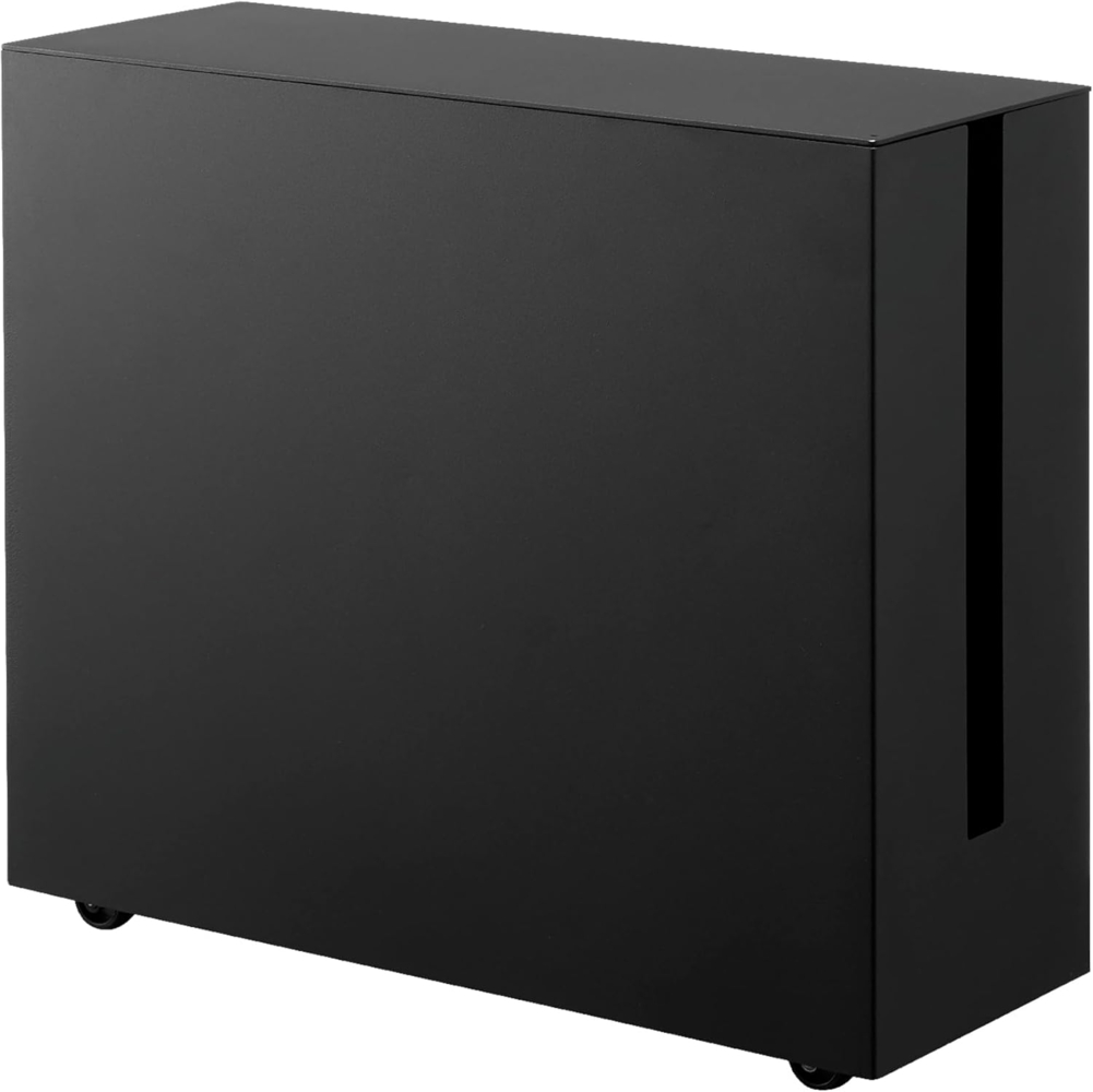Yamazaki Kabelbox "Tower" 15x34x40cm für Schreibtisch, Kabelmanagementbox, Kabelorganizer auf Rollen, aus Metall Bild 1