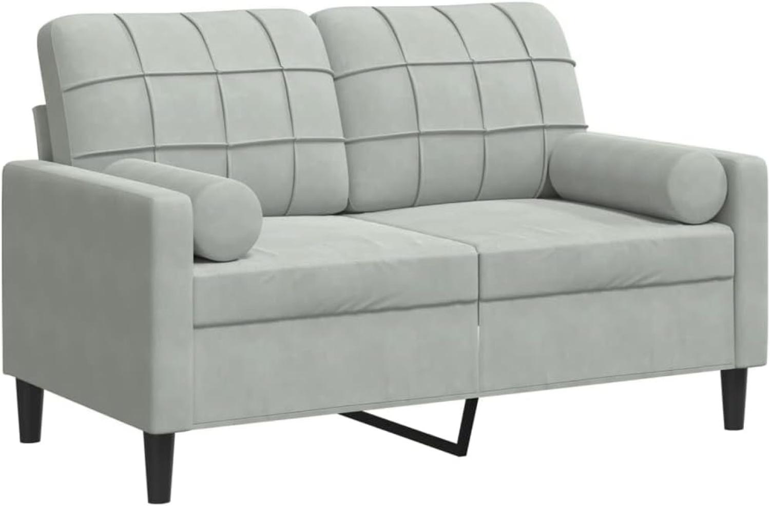 2-Sitzer-Sofa mit Zierkissen Hellgrau 120 cm Samt 3278209 Bild 1