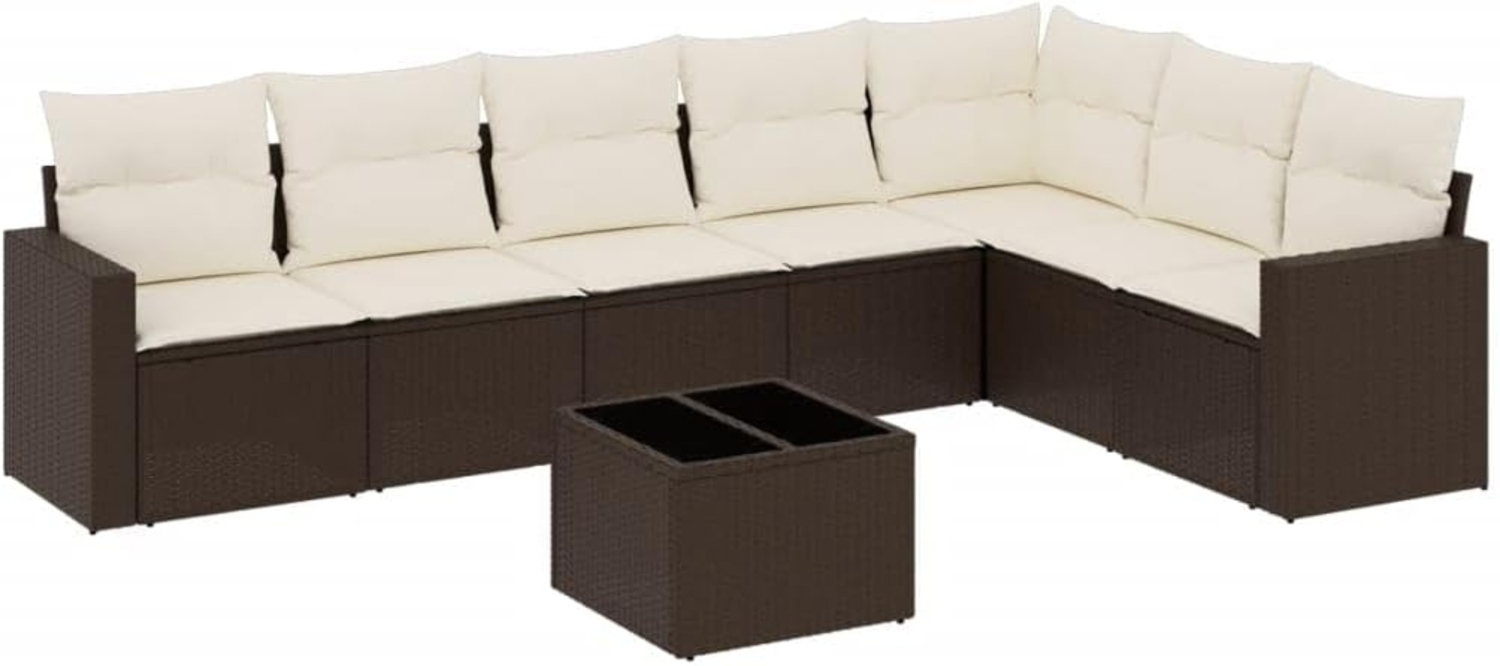 vidaXL 8-tlg. Garten-Sofagarnitur mit Kissen Braun Poly Rattan 3219053 Bild 1