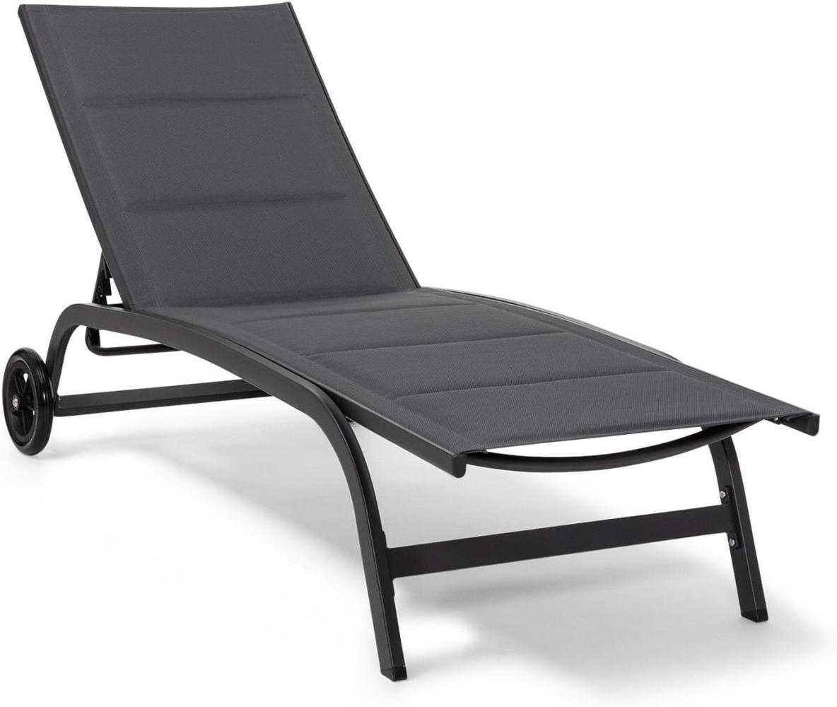 Limala Sonnenliege Lounger Stahl/Aluminium Textilene 150 kg mobil Schwarz Bild 1