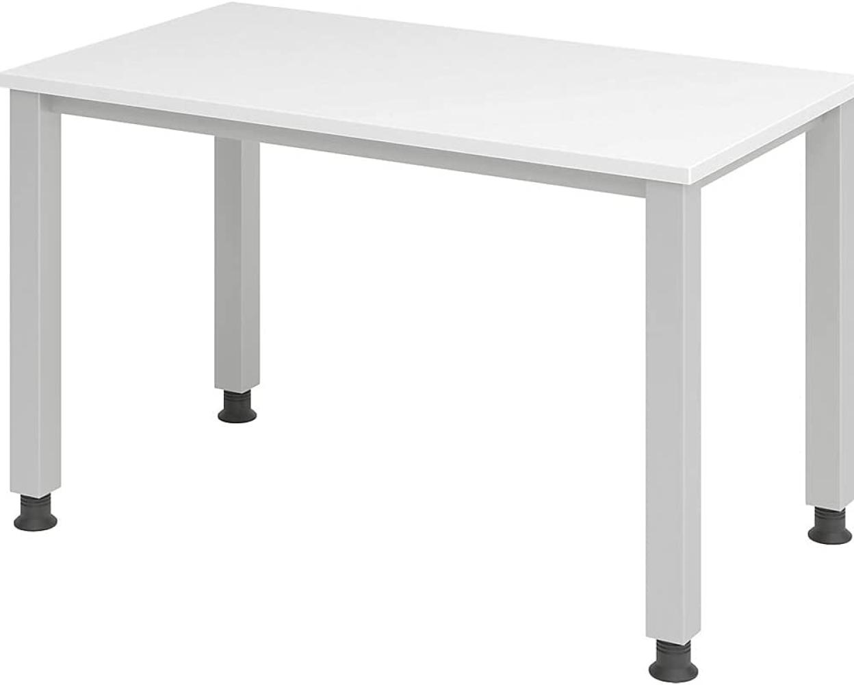 Schreibtisch 4-Fuß-rund 120x67cm Weiß/Silber Bild 1