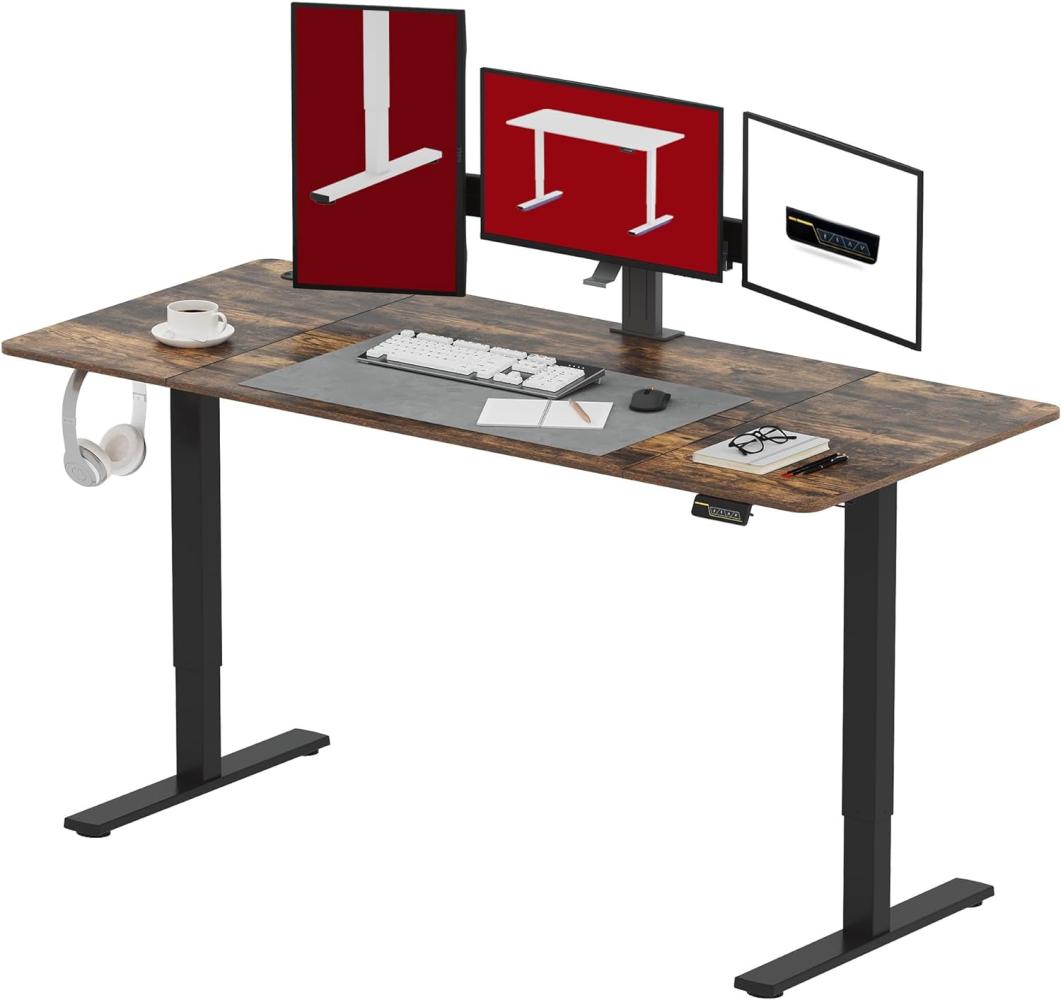 SANODESK Höhenverstellbarer Schreibtisch 180 x 80 cm Schreibtisch Höhenverstellbar Elektrisch Ergonomischer Steh-Sitz Tisch Computertisch für Heimbüro Homeoffice(braun) Bild 1