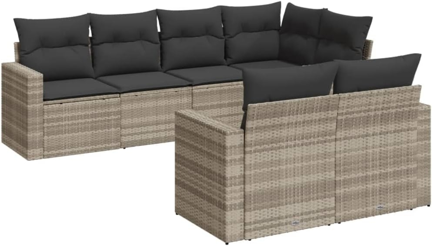 vidaXL 7-tlg. Garten-Sofagarnitur mit Kissen Hellgrau Poly Rattan 3251549 Bild 1