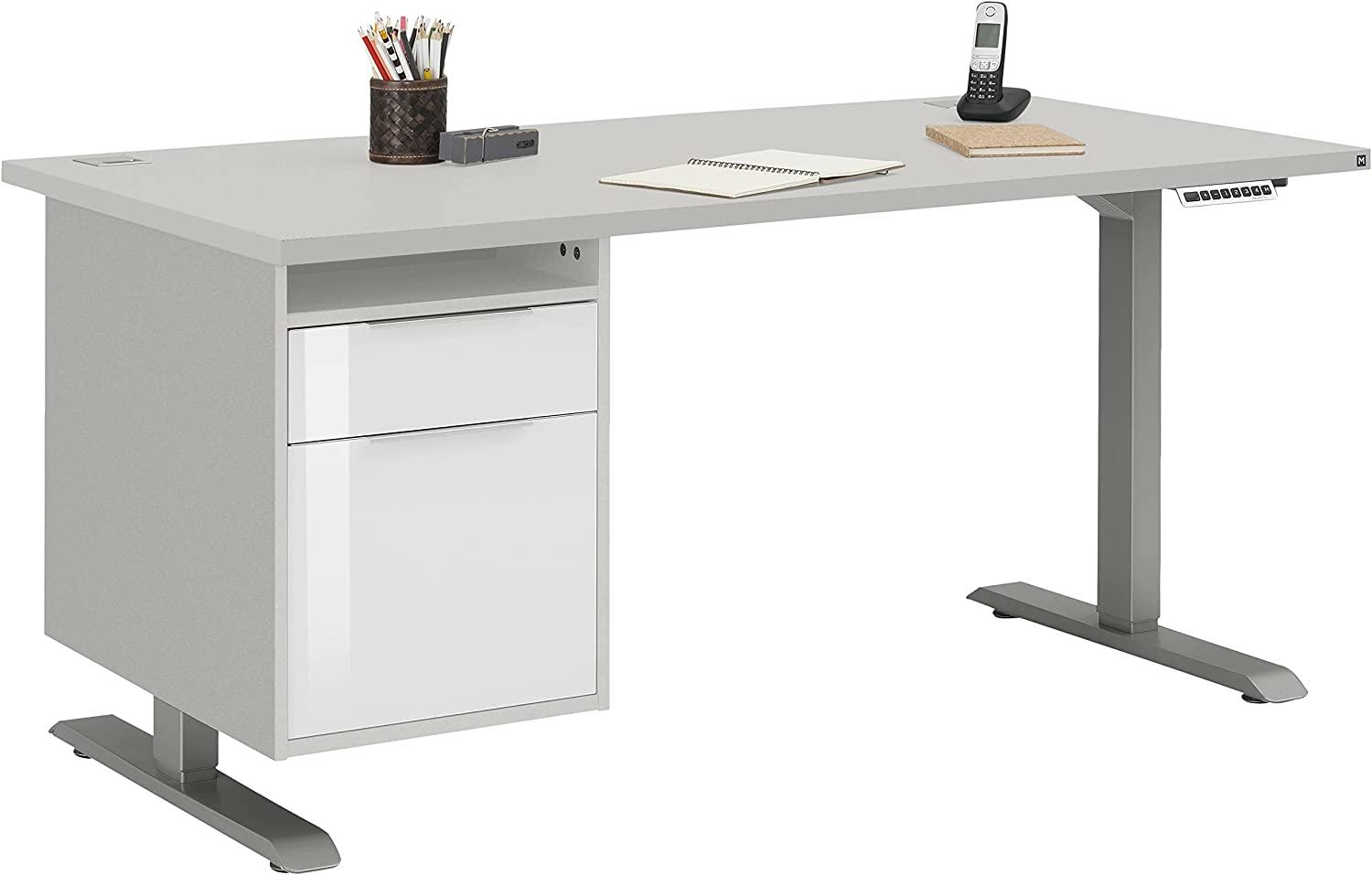Schreibtisch >EDJUST< (BxHxT: 175 x 120 x 80 cm) Roheisen lackiert - platingrau Bild 1