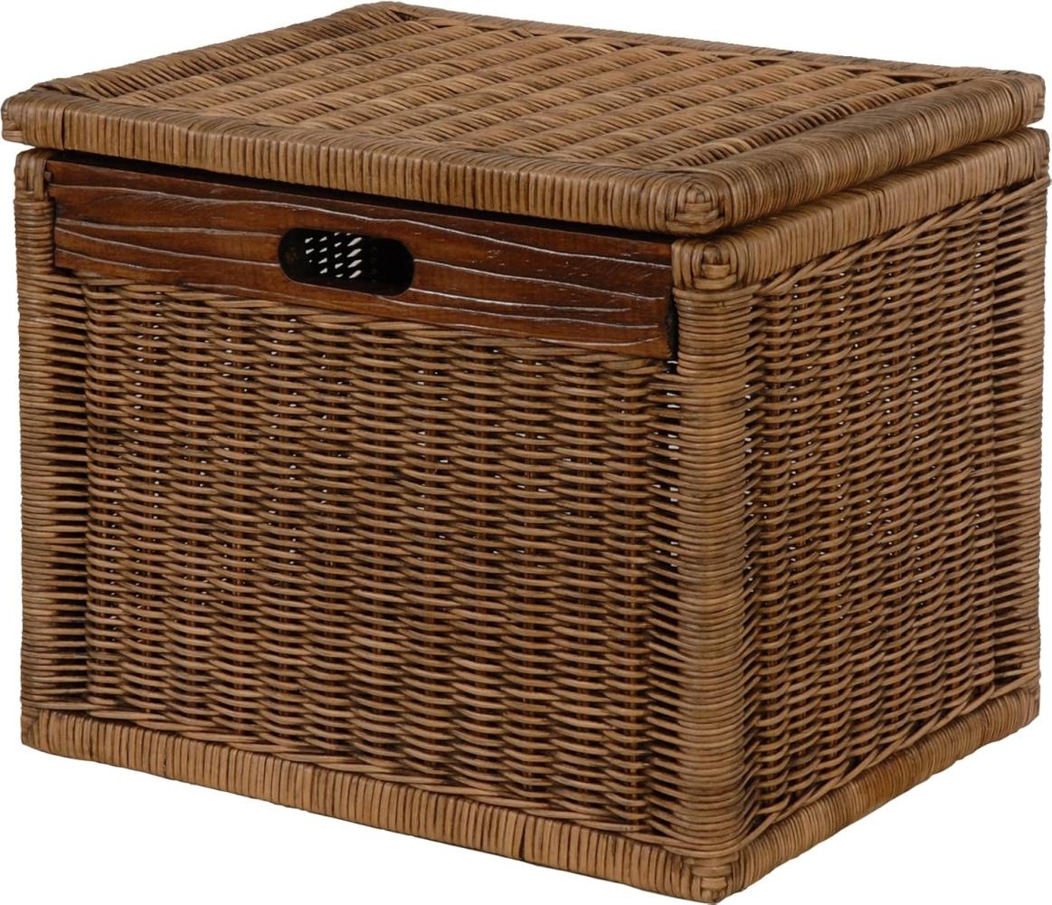 Krines Home Aufbewahrungskorb Hoher Korb mit Deckel Rattan geflochten Regalkorb Aufbewahrungsbox Bild 1