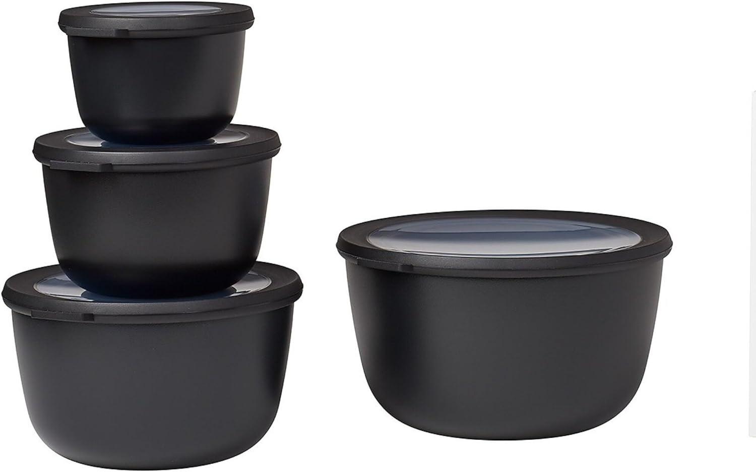 Mepal - Cirqula Multischüssel-Set 4–teilig rund Nordic black – 500, 1000, 2000 und 3000 ml – Verwendbar als Vorratdose, Kühlschrankdose, Gefrierdose, Mikrowellegeschirr & Servierschale mit Deckel Bild 1