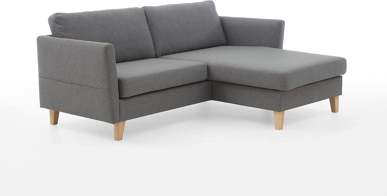 Atlantic Home Collection 2-Sitzer Sofa Mailo mit Links oder rechts montierbarem Longchair, Grau, Breite x Tiefe x Höhe: 204 x 85/150 x 82 cm Bild 1