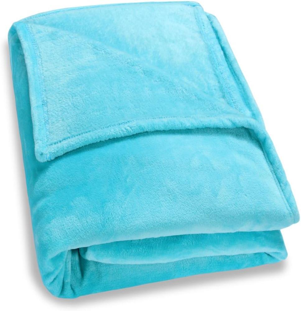 Monzana Mikrofaser Kuscheldecke 240x220cm Hellblau Bild 1