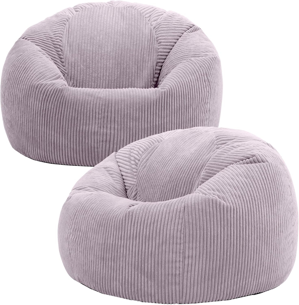 Icon Kingston Sitzsack Cord, Lila, 2er Pack, Sitzsack Erwachsene mit Füllung, Bean Bag, Cord Sessel, Lounge Sessel, Lounge Stuhl, Schlafzimmer, Wohnzimmer, Wohnzimmer Möbel Bild 1