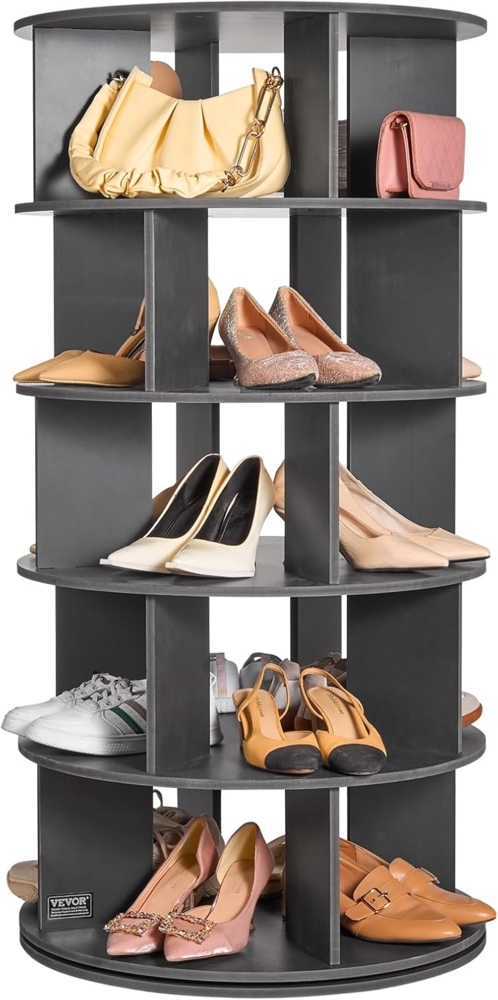 VEVOR Drehbarer Schuhregalturm Schuhregal zur Aufbewahrung mit 5 Ebenen, 360° drehbare Schuhpräsentation, Lazy Susan Schuhregal-Organizer, ideal für Schlafzimmer Wohnzimmer Eingangsbereich, Schwarz Bild 1