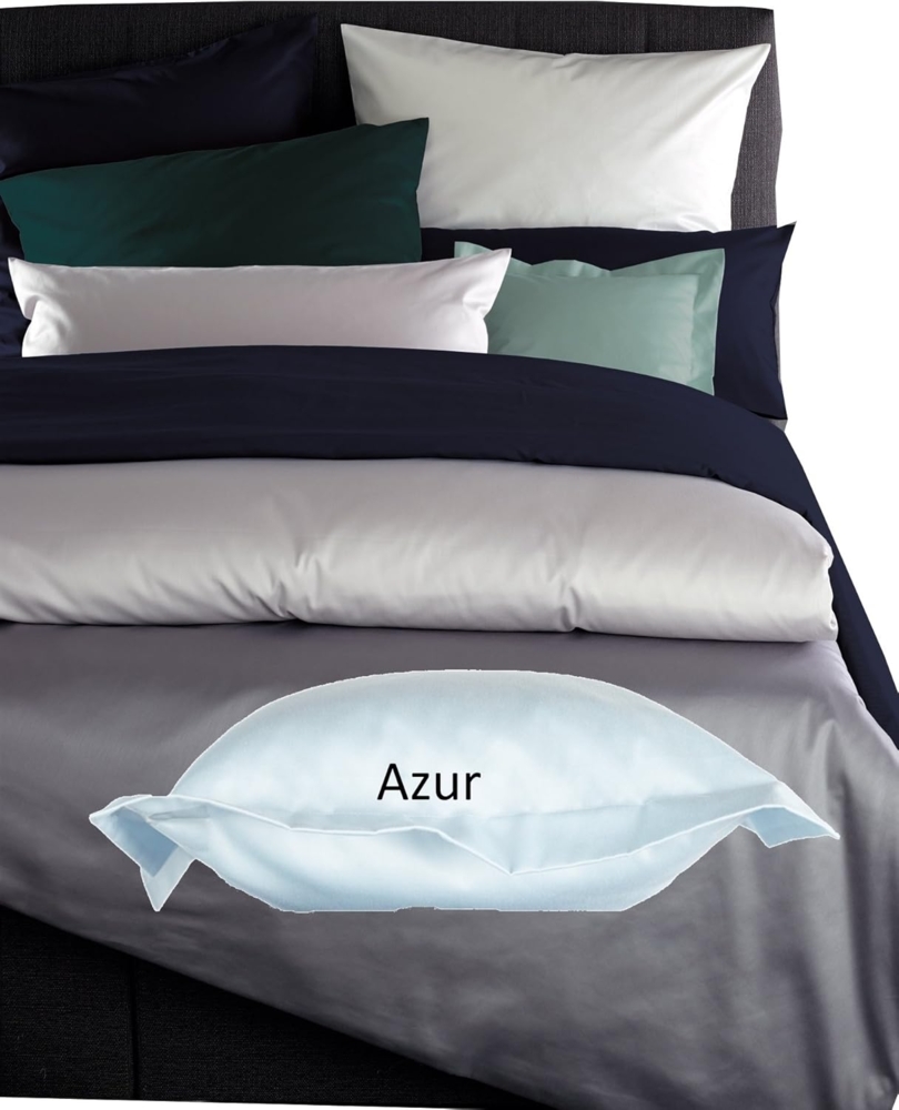 Curt Bauer Uni Mako-Satin Bettwäsche|140x200 cm + 70x90 cm| azur Bild 1