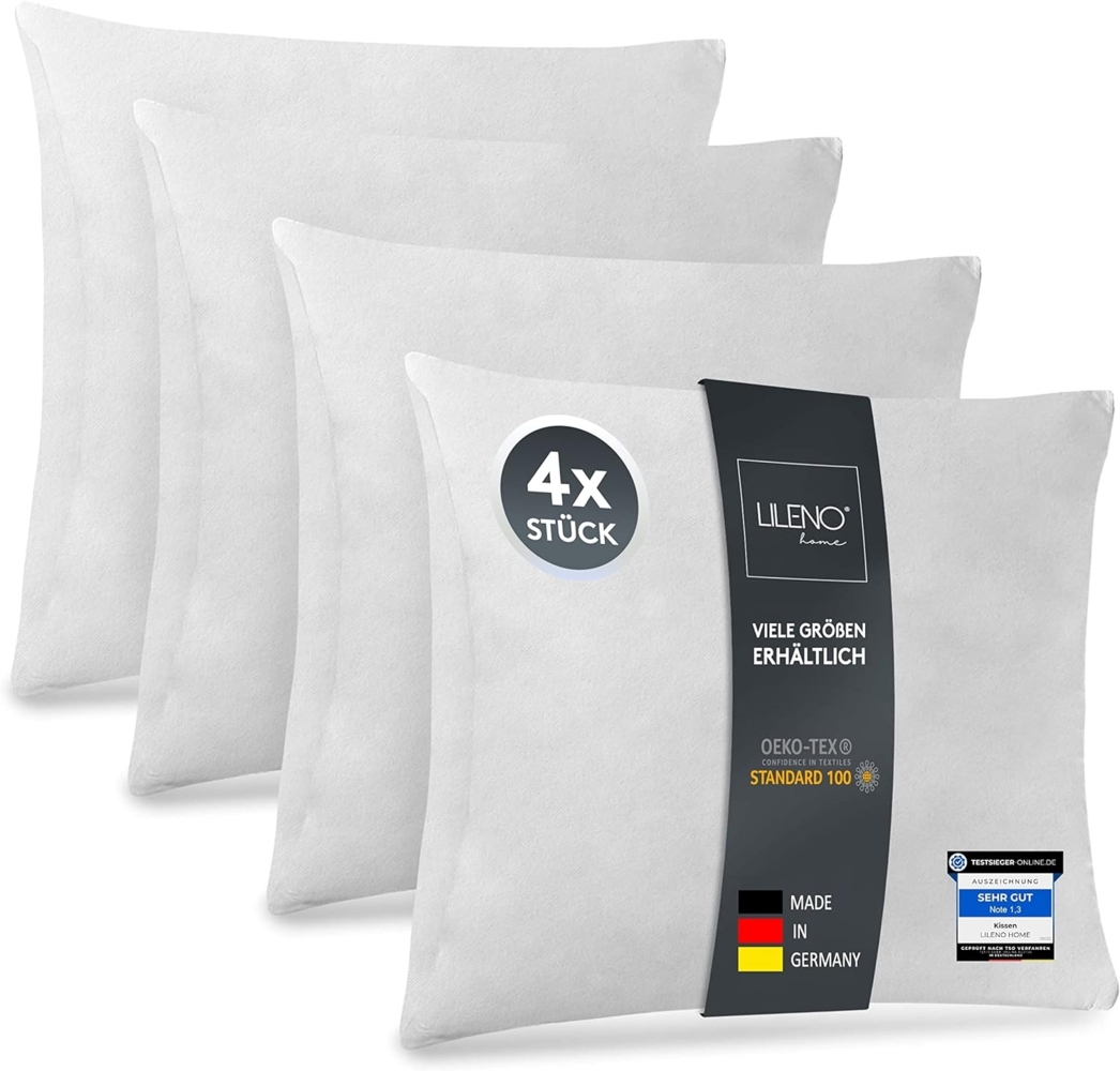 LILENO HOME 4er Set Kissenfüllung 40x50 cm - 40°C waschbares Innenkissen geeignet für Allergiker - Polyester Kisseninlet als Couchkissen, Sofa Kissen, Cocktailkissen und Kopfkissen Bild 1