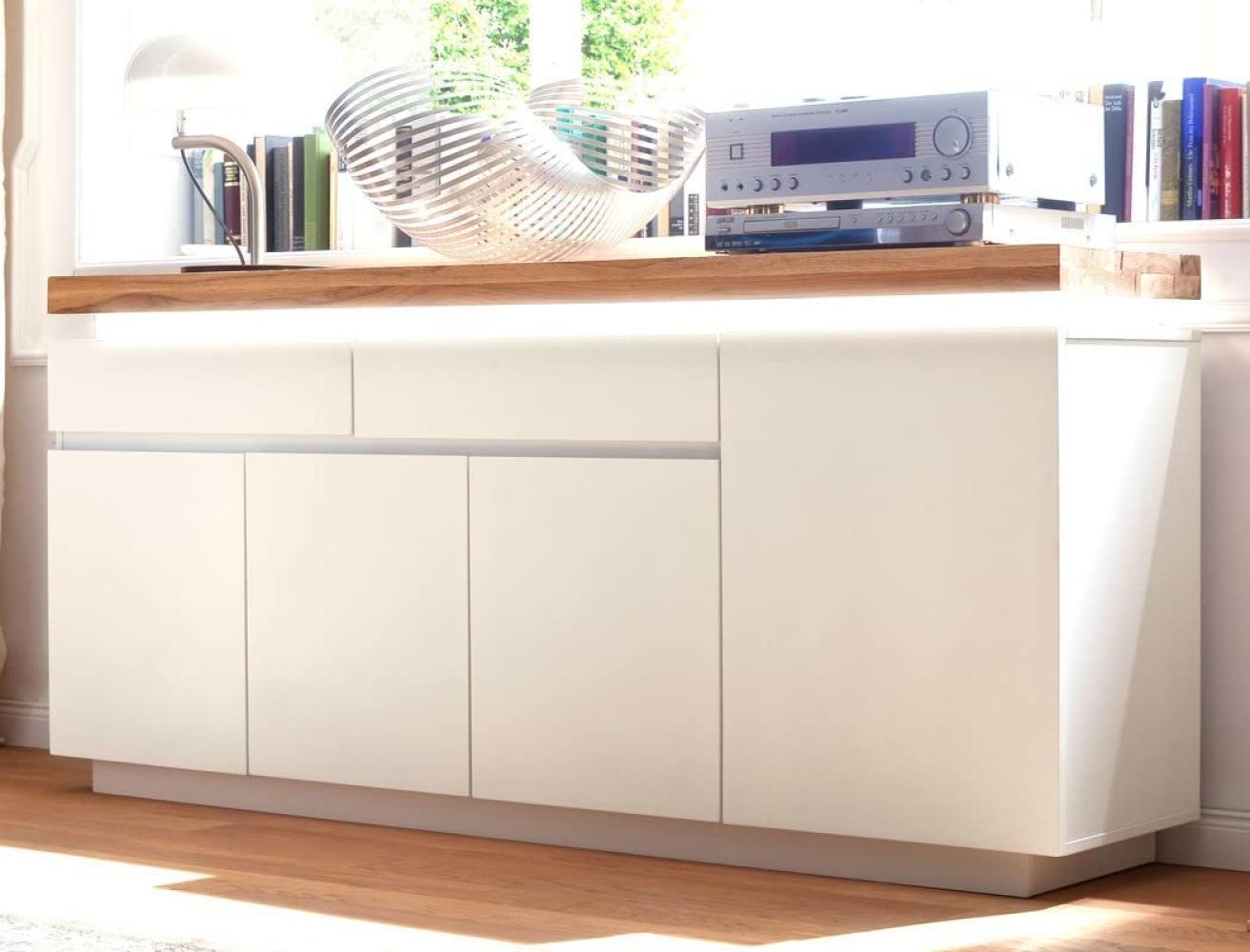 Sideboard Rosita 175x81x40 cm weiß Asteiche LED Beleuchtung Anrichte Bild 1