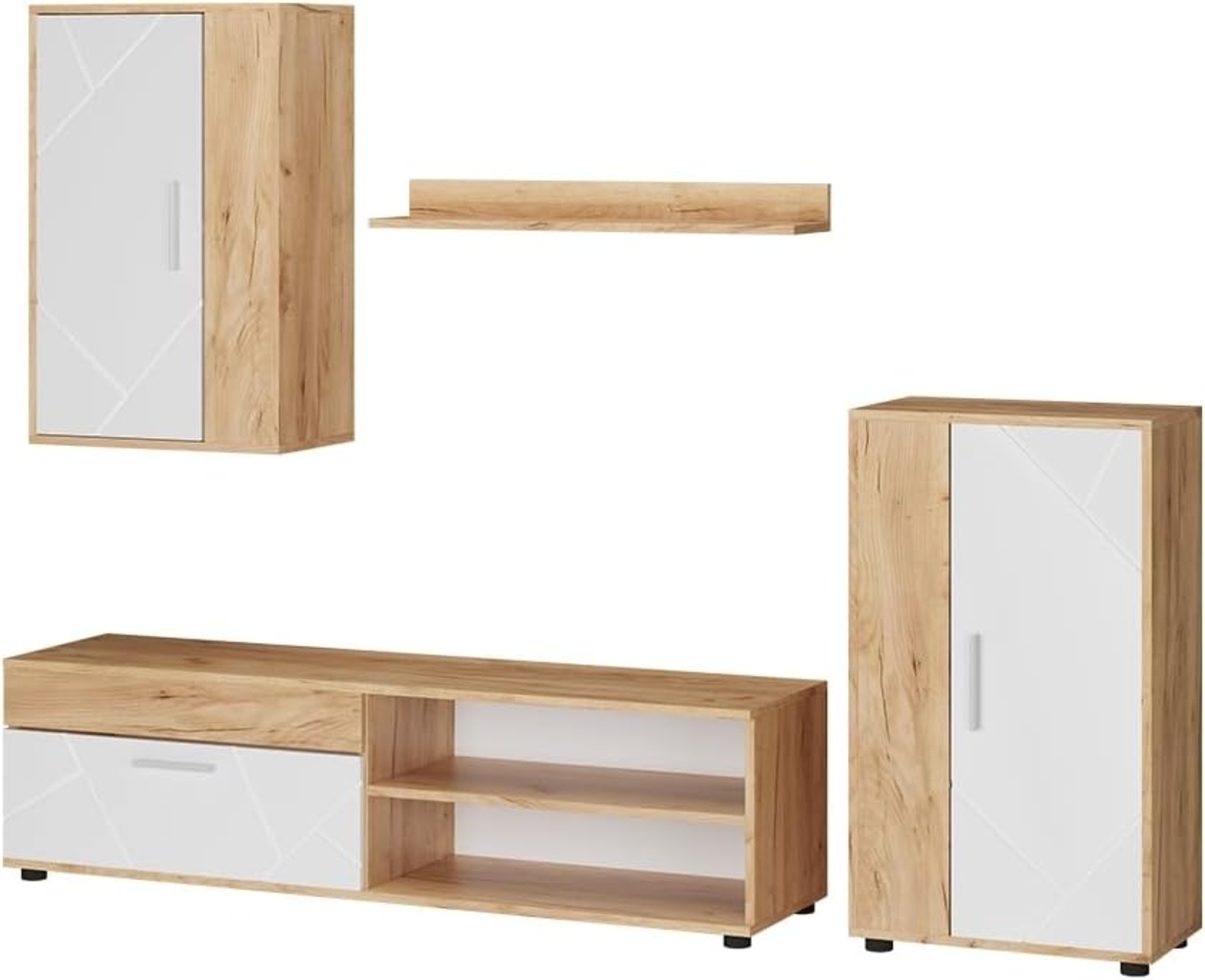 Vicco Wohnwand Berno, GKO/Weiß, 4-teiliges Set Bild 1