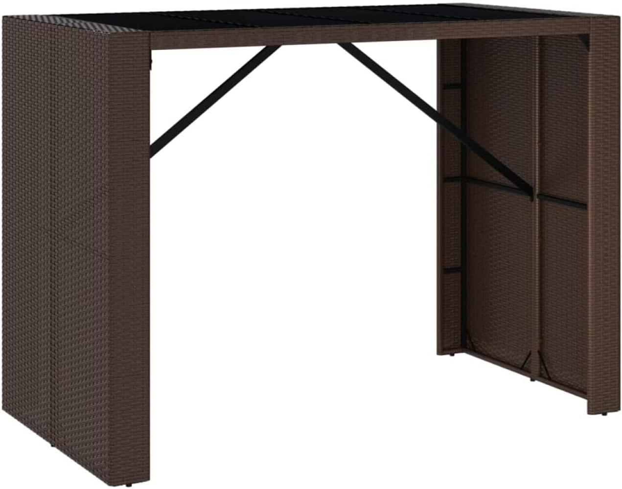 vidaXL Bartisch mit Glasplatte Braun 145x80x110 cm Poly Rattan 362596 Bild 1