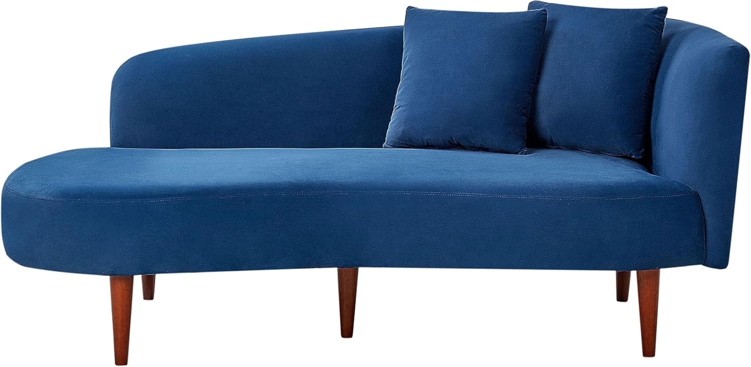 Chaiselongue Samtstoff blau rechtsseitig CHAUMONT Bild 1