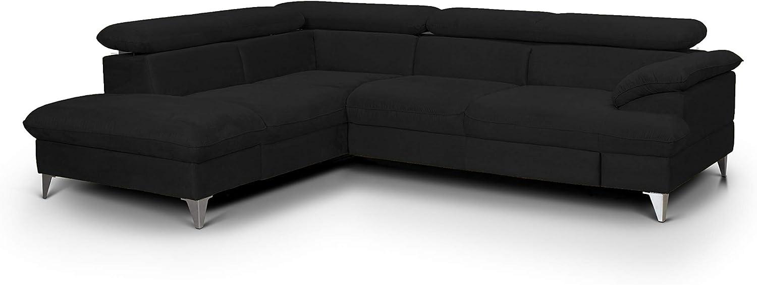 Mivano Schlafsofa David / Moderne Eckcouch mit verstellbaren Kopfstützen, Schlaffunktion und Stauraum / 256 x 71 x 208 / Mikrofaser-Bezug, Schwarz Bild 1