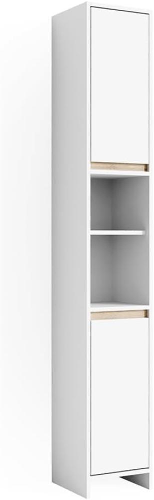 VICCO Badschrank EMMA Weiß Sonoma Eiche Badezimmerschrank Hochschrank Badregal Bild 1