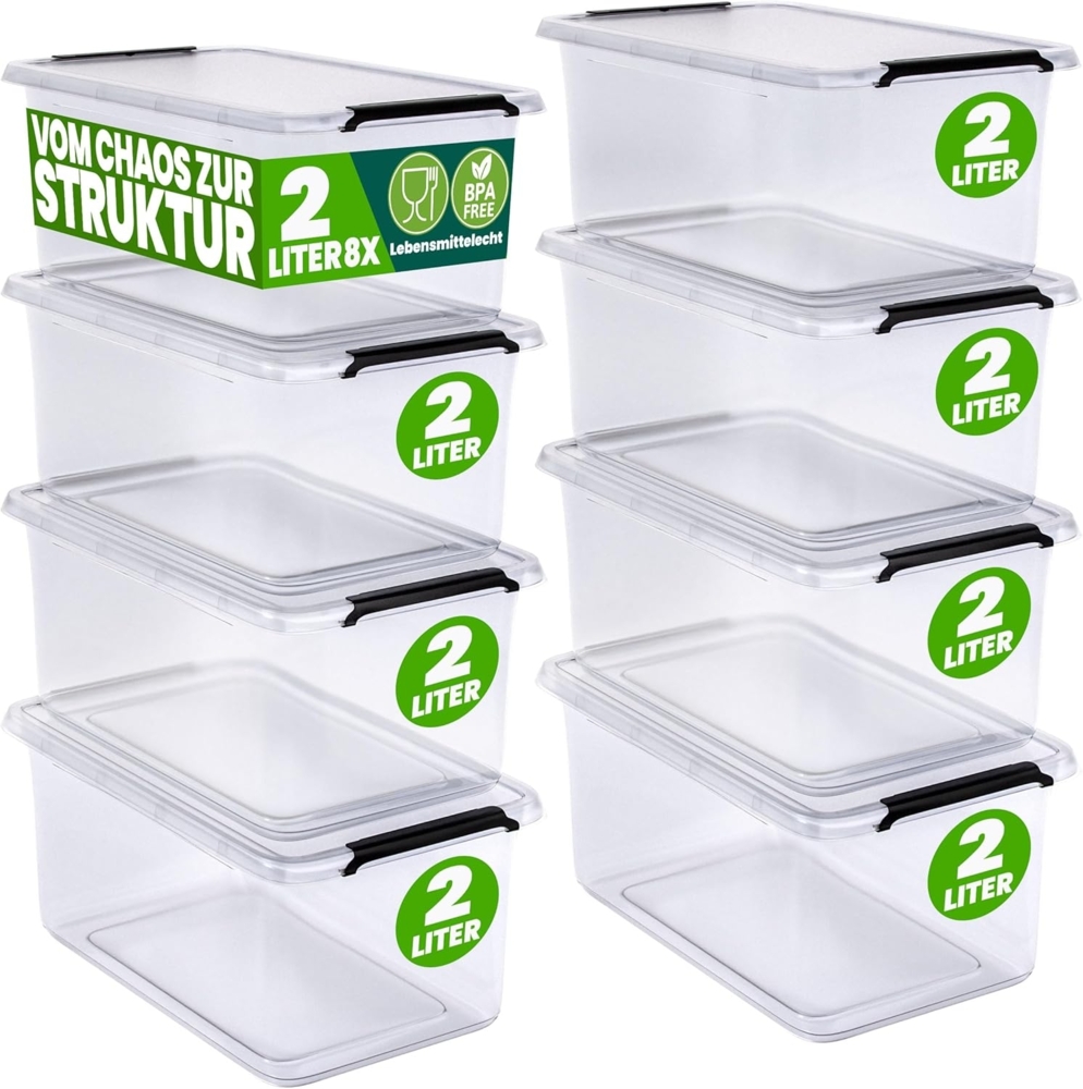 DEUBA® Aufbewahrungsbox-Set, 8-teilig, mit Deckel, 2 L Bild 1