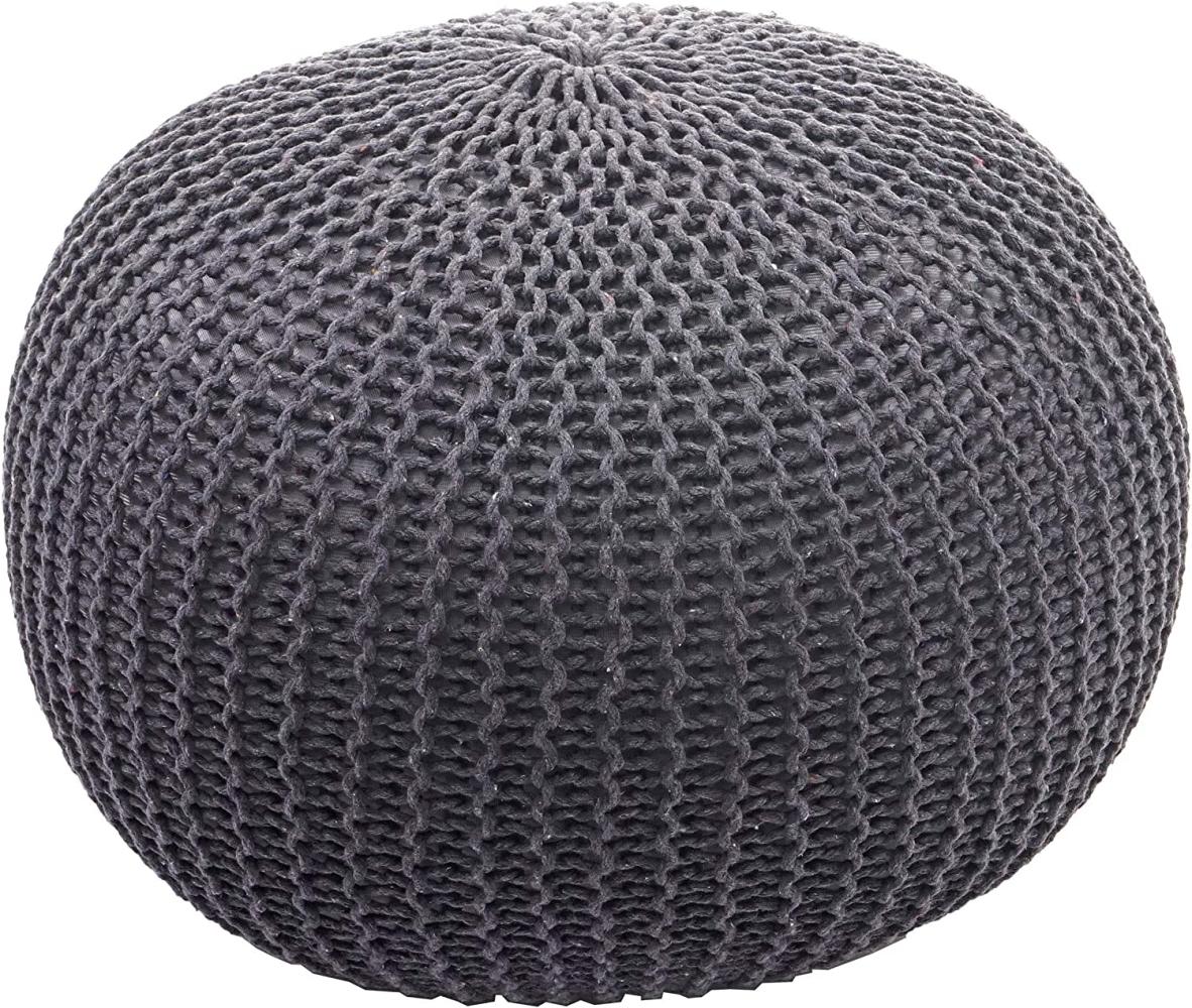 Mendler Pouf HWC-E16, Strickhocker Sitzhocker Strickpouf, Strickoptik 40x50 cm - dunkelgrau Bild 1