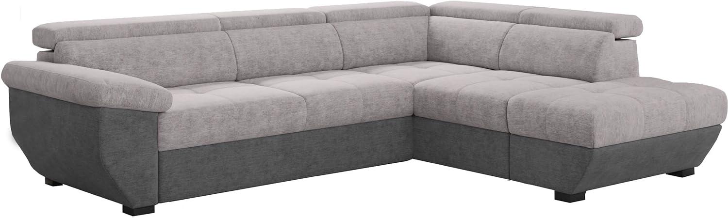 Mivano Schlafsofa Speedway / Eckcouch mit Bettfunktion, Stauraum und verstellbaren Kopfstützen / 262 x 79 x 224 / Zweifarbig: grau/dunkelgrau Bild 1