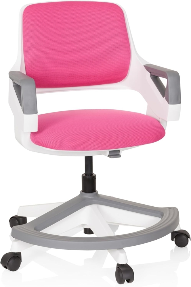 hjh OFFICE 640480 Kinder- und Jugendstuhl Kid Flex Stoff Pink mitwachsender Drehstuhl, Fußablage & Rückenlehne höhenverstellbar Bild 1
