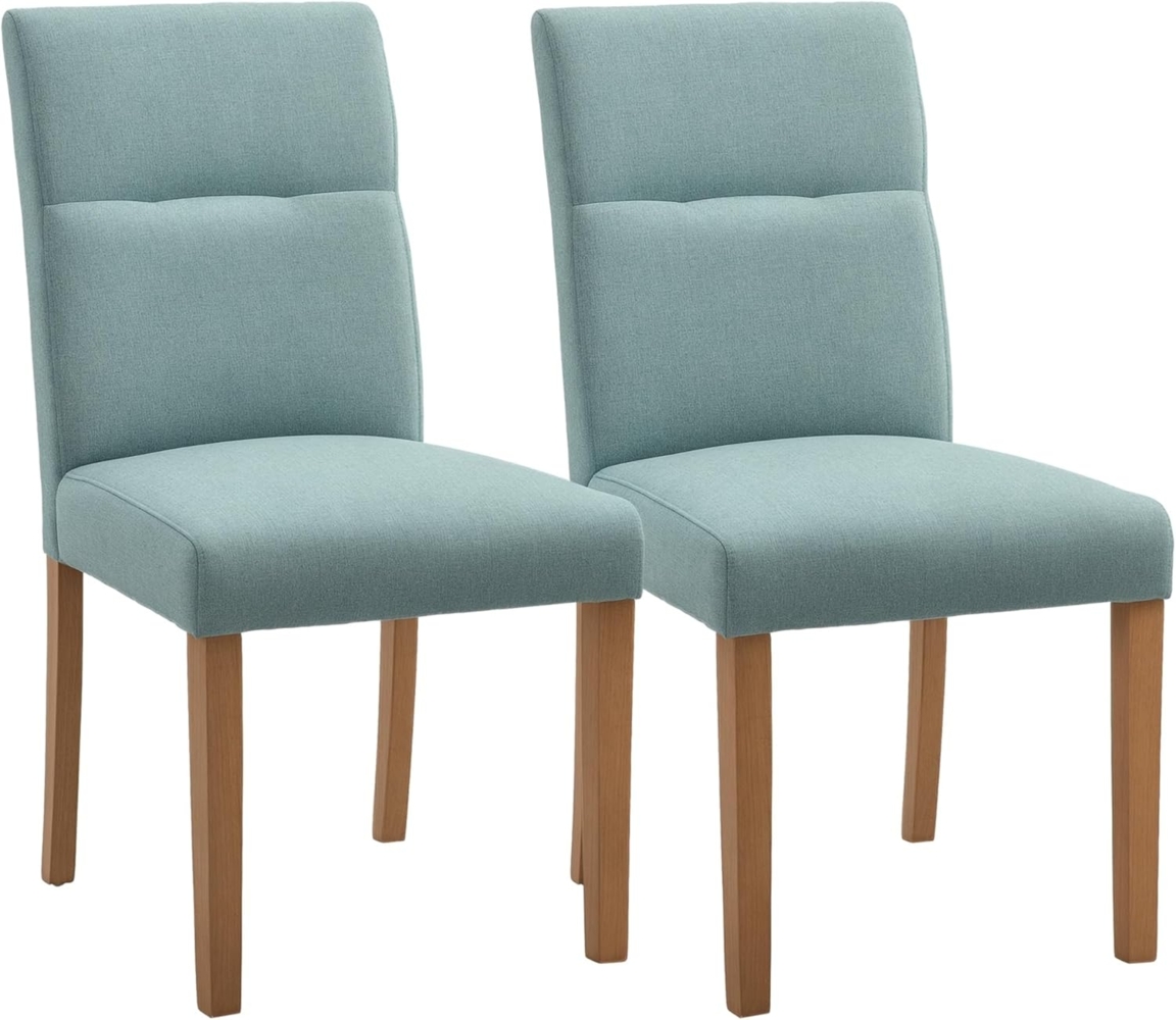 HOMCOM Esszimmerstühle 2er-Set mit gepolstertem Sitz Stuhl Polsterstuhl Leinen-Polyester-Gewebe Schaumstoff Gummiholz Grün 50 x 62 x 96 cm Bild 1