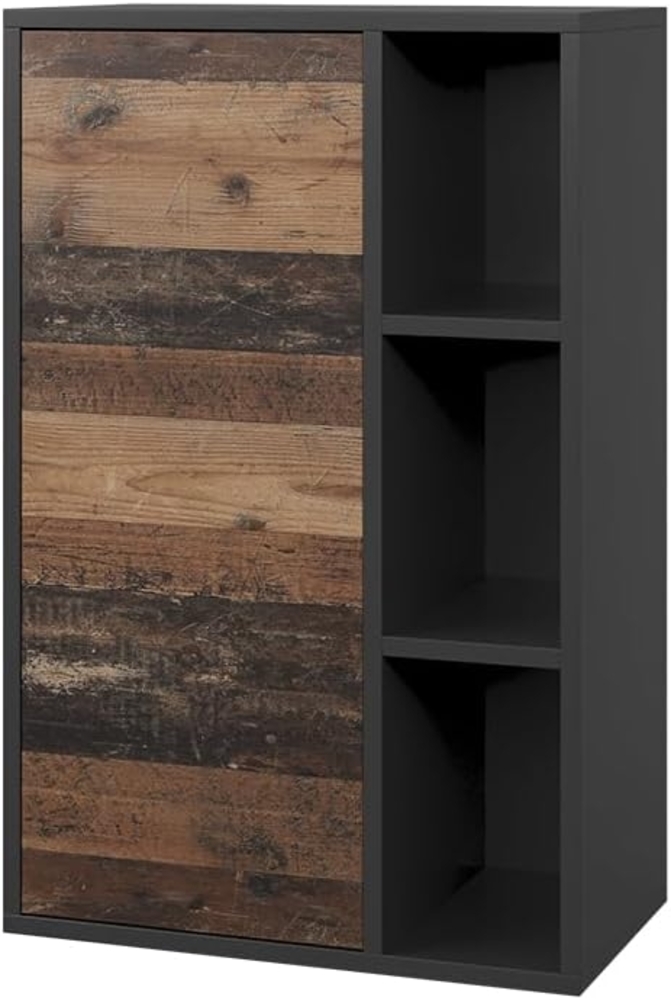 Hängeschrank Berno Schwarz/Oldstyle 50.1 x 78.4 cm mit 3 offenen Fächern Vicco Bild 1