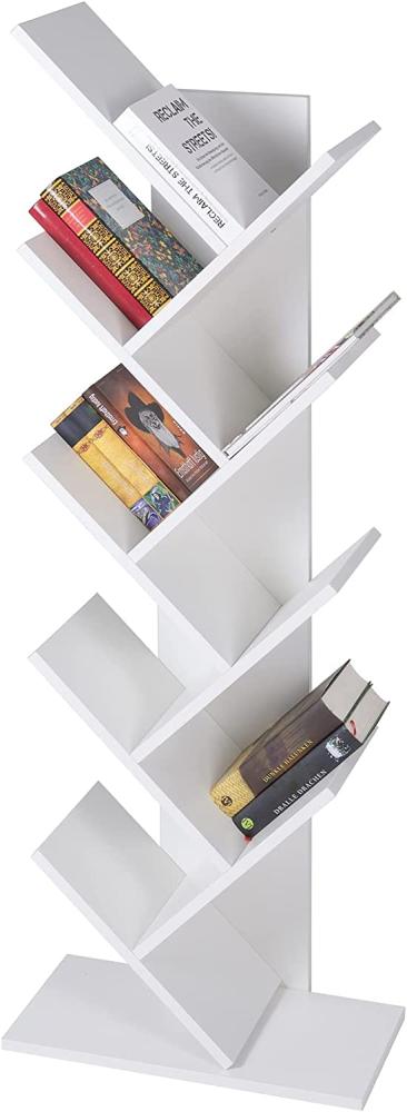 ML-DESIGN Bücherregal Bodenstehendes Regal Aktenregal Aufbewahrungregal, 9 Ebenen Baumform 50x25x140cm Weiß Holz Bild 1