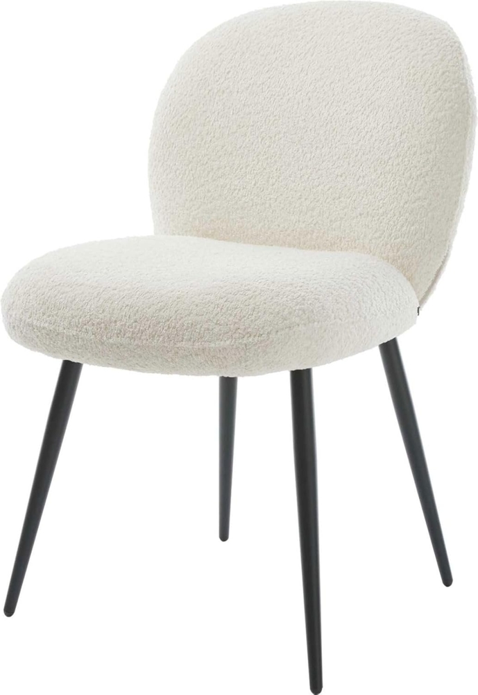 Esszimmerstuhl Nube-Flex Bouclé Weiß 4-Fuß konisch Schwarz Taschenfederkern Bild 1