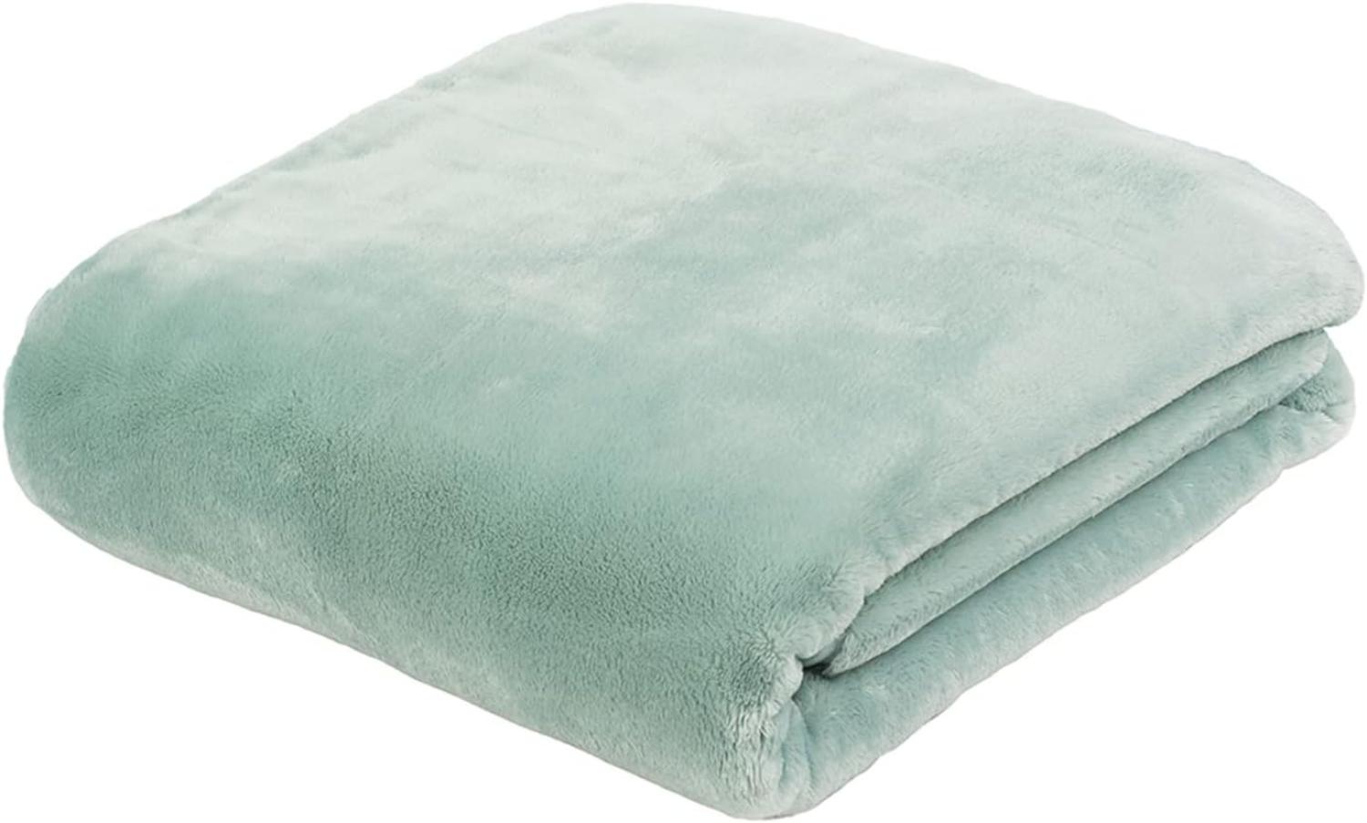 Premium Cashmere Kuscheldecke Tagesdecke Wohndecke 130 x 170 cm - Aqua Bild 1