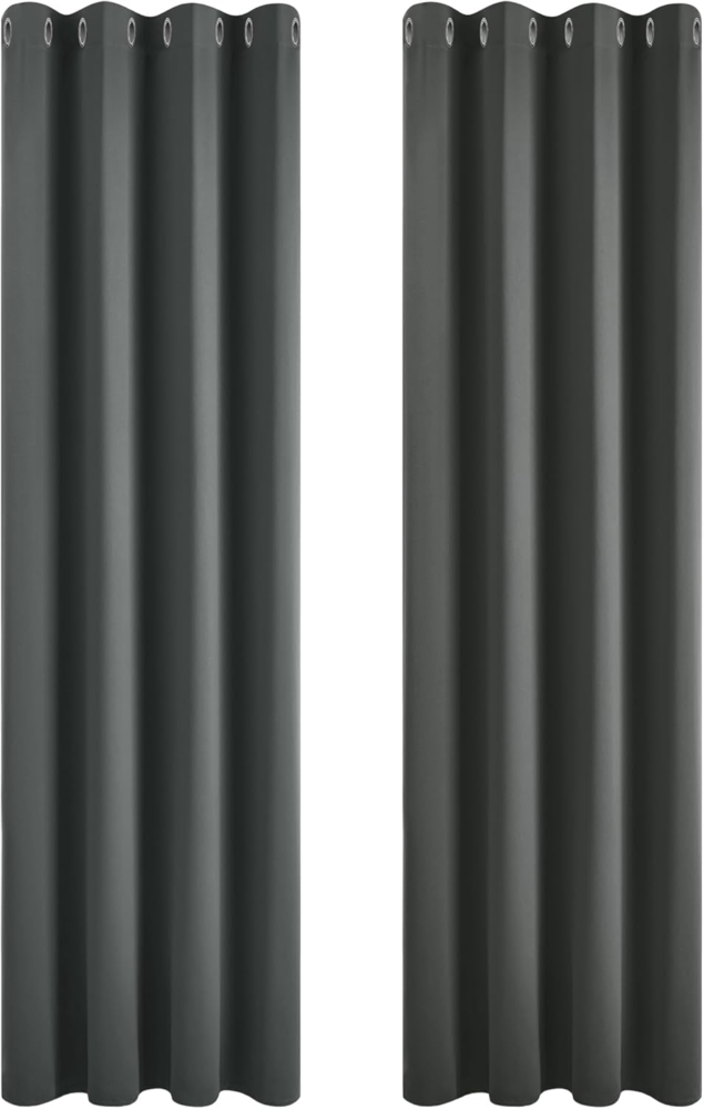 Deconovo Verdunkelungsvorhang Kälteschutz Gardinen Schlafzimmer Kälteschutzvorhang Blickdicht, 229x117 cm(HöhexBreite), Dunkelgrau, 2er Set Bild 1