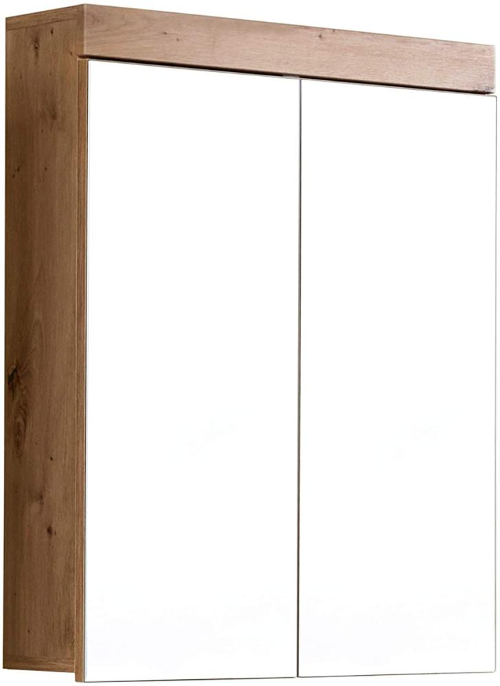 Trendteam 'Amanda' Spiegelschrank, Holz, 77 x 17 x 60 cm, Eichetöne, Weiß / Weiß Hochglanz Bild 1