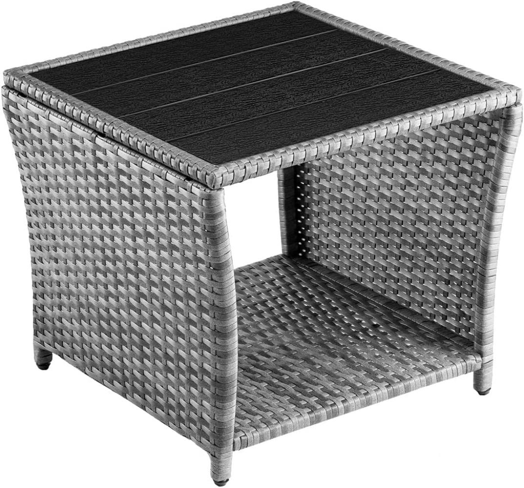 Casaria Beistelltisch (1-St), Polyrattan WPC Tischplatte 45x45x40cm Wetterfest Outdoor Garten Bild 1