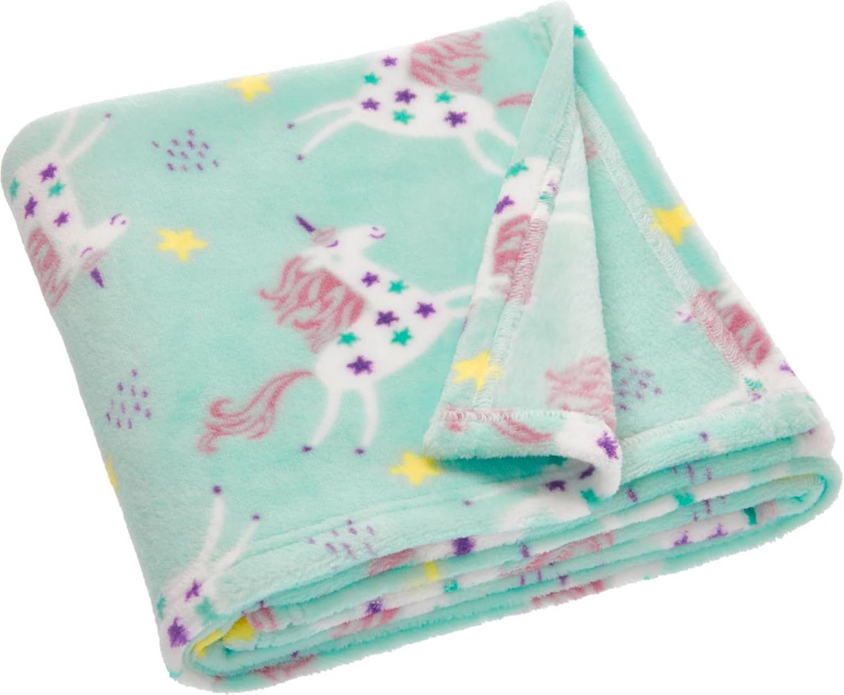 Playshoes Baby Fleece-Decke Kuscheldecke Einhorn Mint Bild 1