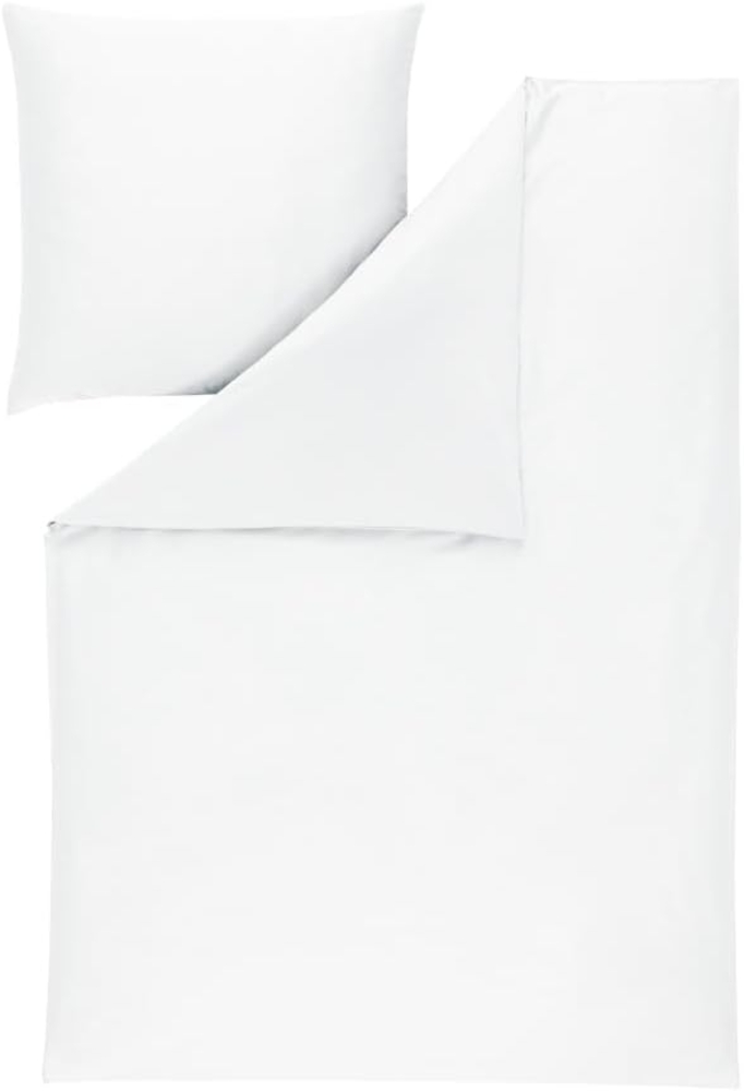 Estella Mako-Satin Bettwäsche Atelier Valetta 135x200 + 1 x Kissen 80 x 80 Uni weiss Bild 1