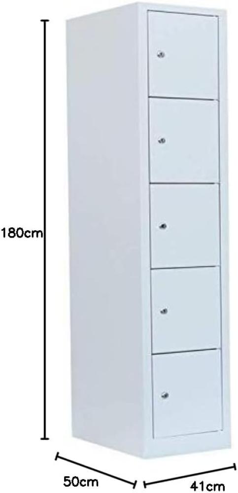 Schließfachschrank mit XXL 40cm Fachbreite Wertfachschrank Fächerschrank Spind Umkleideschrank 5 Fächer-Spint Lichtgrau 523510 Bild 1