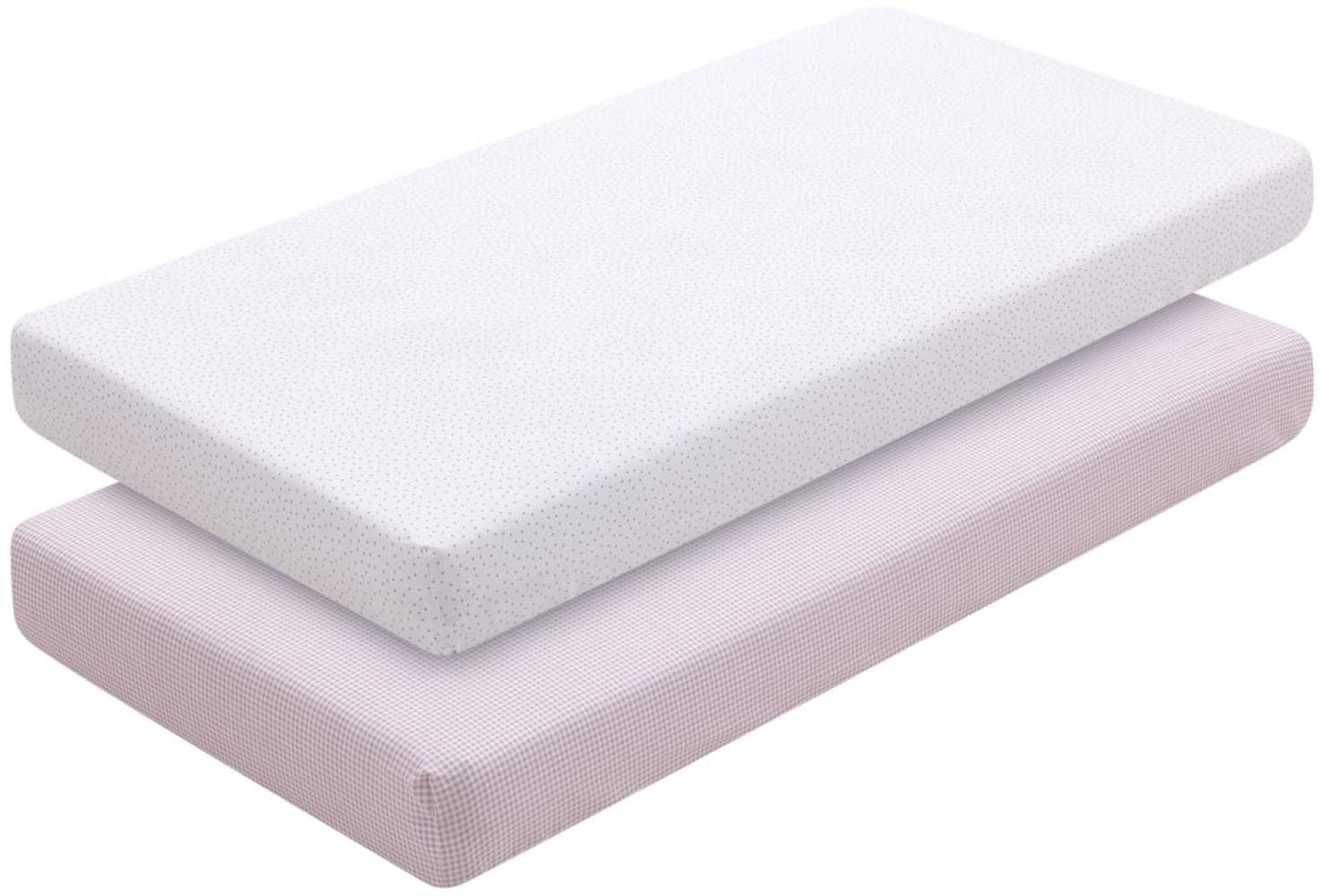 Cambrass - 2 Fitted Sheet - Cot 60 60 x 120 x 17 Cm Vichy10 Pink Bild 1