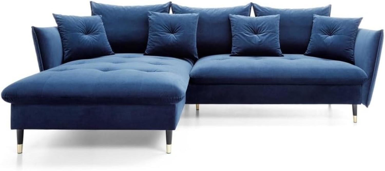 Designer Sofa Louise mit Schlaf- und Klappfunktion Blau links Bild 1